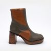 ANGEL ALARCON Ingrid - Leather Ankle Boots With Wood Block Heel & Platform | Autumn - Winter - Aw