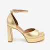 ANGEL ALARCON Valeria - Metallized Leather D'Orsay Ankle Strap Sandal With High Heel And Platform | Spring - Summer - Ss