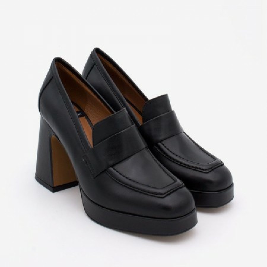 ANGEL ALARCON Pinay - Leather Women'S Moccasin With Block Heel And Platform | Autumn - Winter - Aw