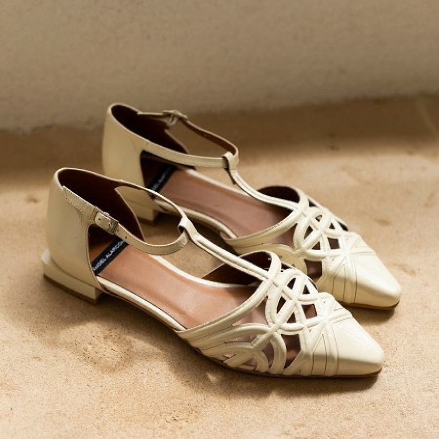ANGEL ALARCON Namia - Leather Flat T-Strap D'Orsay | Spring - Summer - Ss