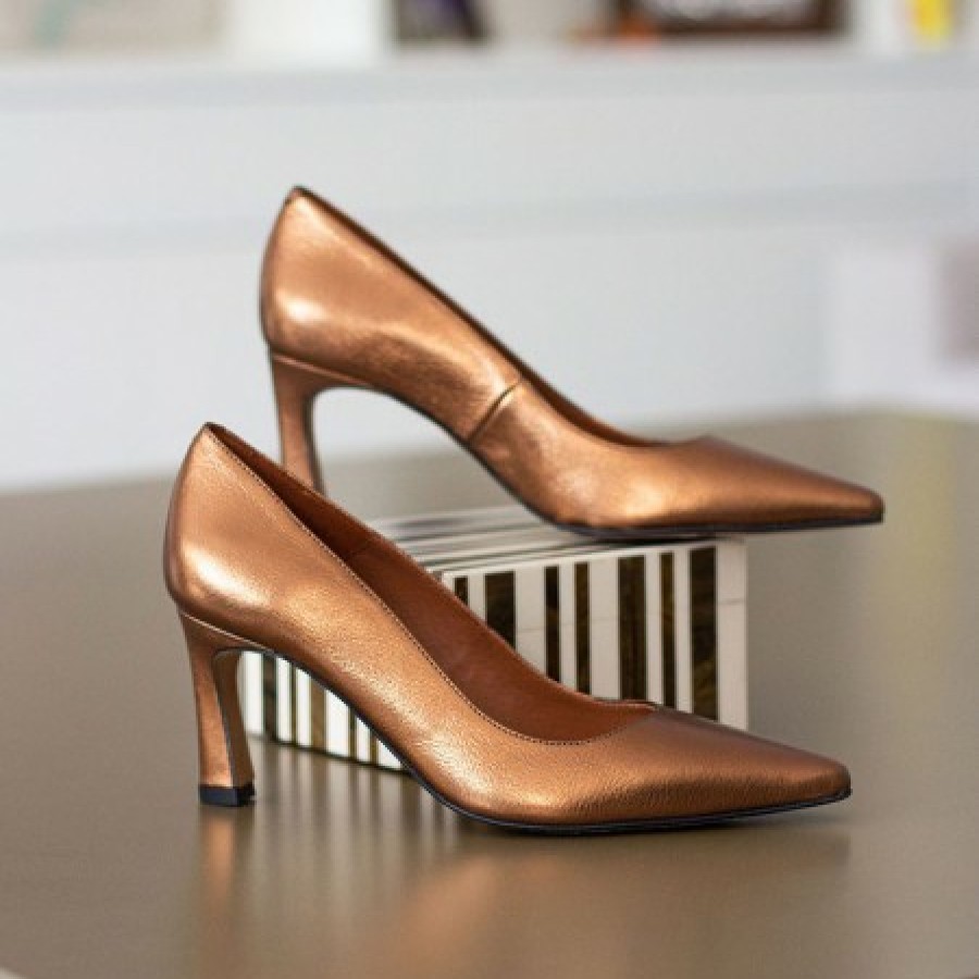 ANGEL ALARCON Febe - Metallized Leather Stiletto With Medium Heel | Autumn - Winter - Aw