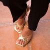 ANGEL ALARCON Magda - Metallized Leather Print Snake Ankle Strap Sandal | Spring - Summer - Ss