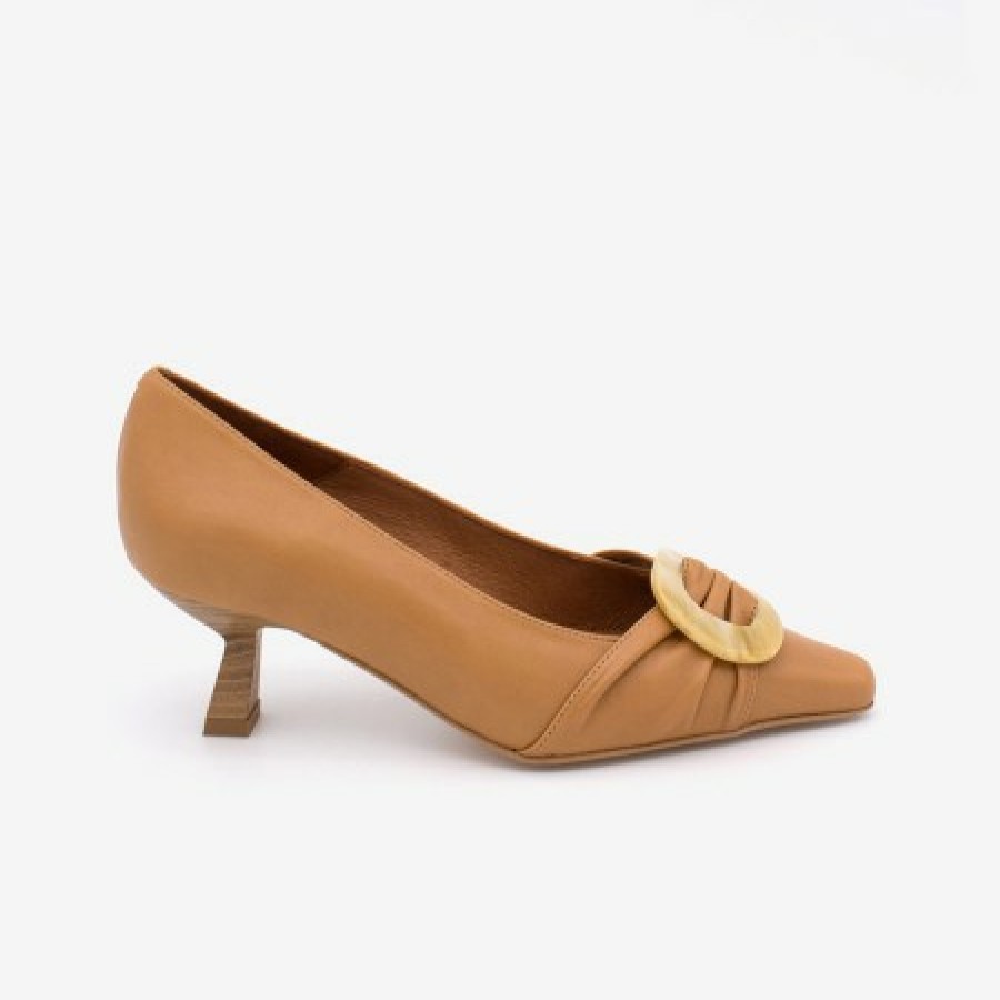ANGEL ALARCON Winnie - Women'S Leather Pump With Low Heel And Carey Trim | Spring - Summer - Ss