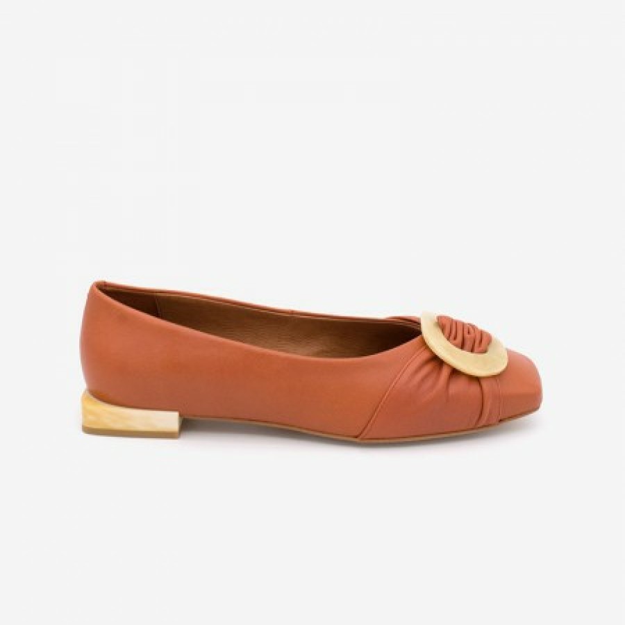 ANGEL ALARCON Ticora - Women'S Leather Flat With Beige Carey Trim And Heel | Spring - Summer - Ss