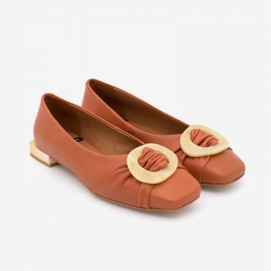 ANGEL ALARCON Ticora - Women'S Leather Flat With Beige Carey Trim And Heel | Spring - Summer - Ss