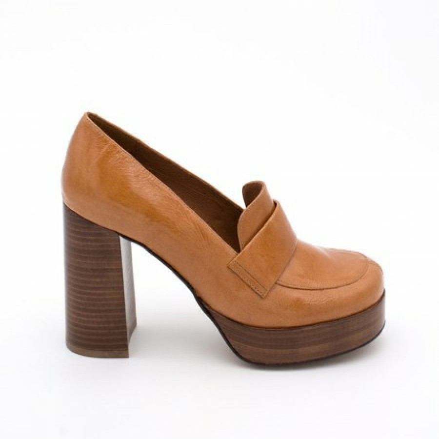 ANGEL ALARCON Petra - Women'S Moccasins With Wood Block High Heel And Platform | Autumn - Winter - Aw