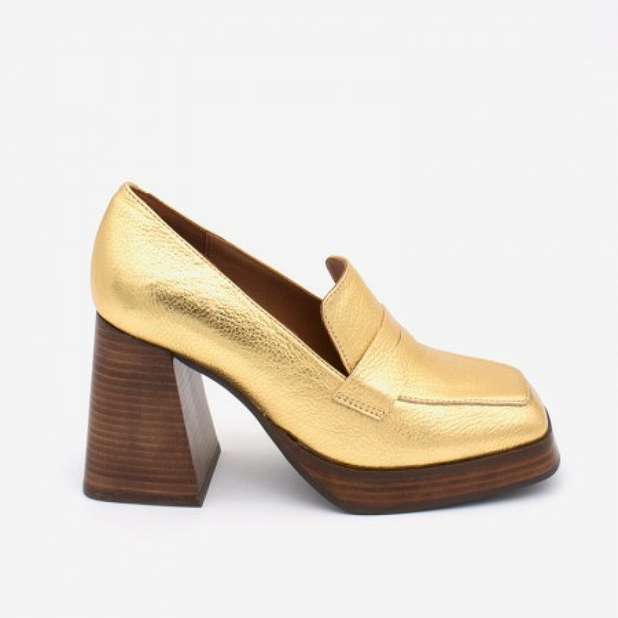 ANGEL ALARCON Tular - Women'S Chunky Heels & Platforms Metallized Leather Moccasins | Autumn - Winter - Aw