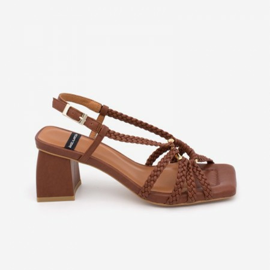 ANGEL ALARCON Rasira - Braided Vegan Leather Ankle Strap Sandal With Block Heel | Spring - Summer - Ss