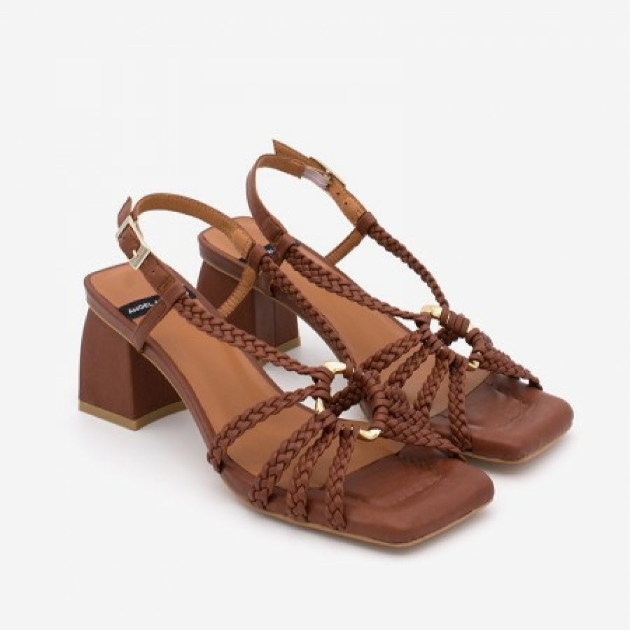 ANGEL ALARCON Rasira - Braided Vegan Leather Ankle Strap Sandal With Block Heel | Spring - Summer - Ss