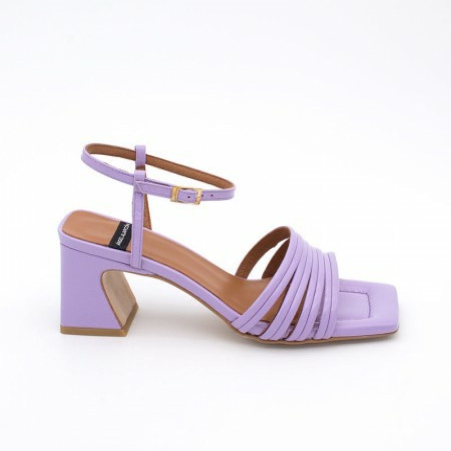ANGEL ALARCON Roberts - Metallized Leather Strap Sandals With Medium Heel | Spring - Summer - Ss