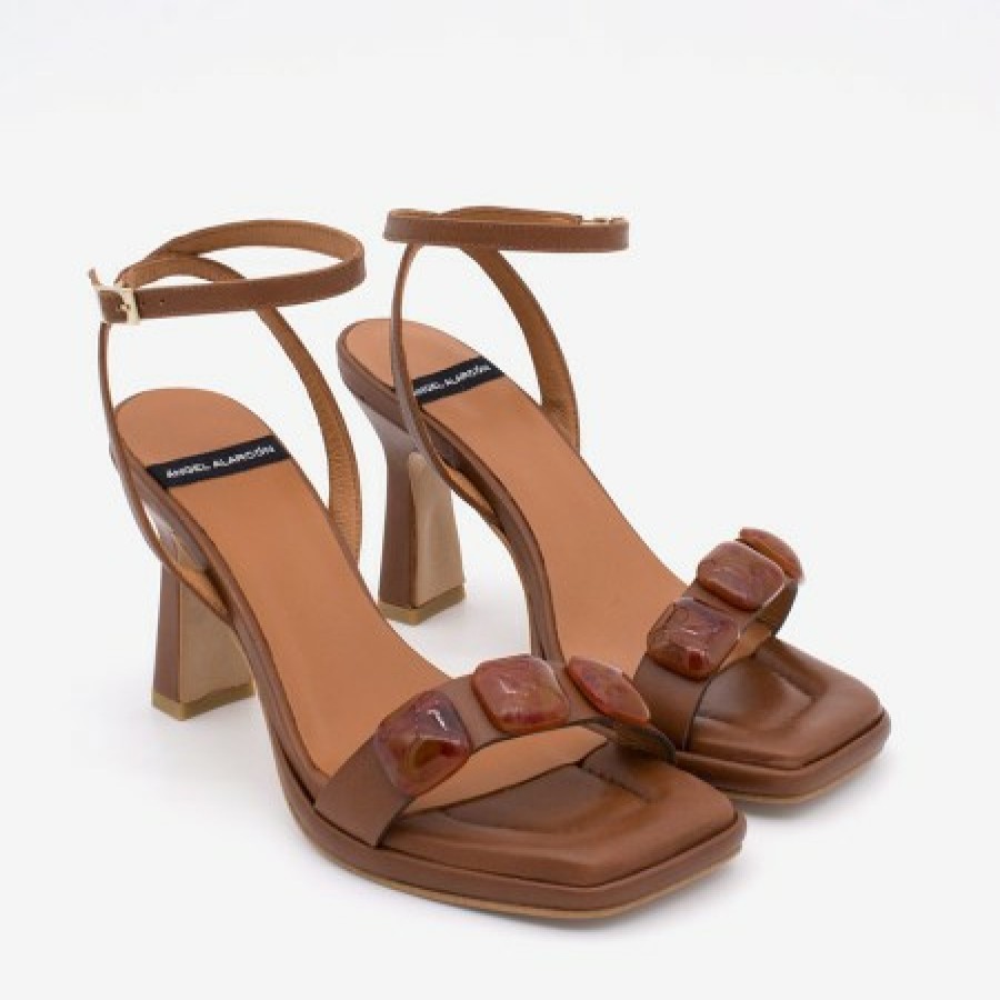 ANGEL ALARCON Perlet - Leather Ankle Strap Sandals With Carey Trim | Spring - Summer - Ss