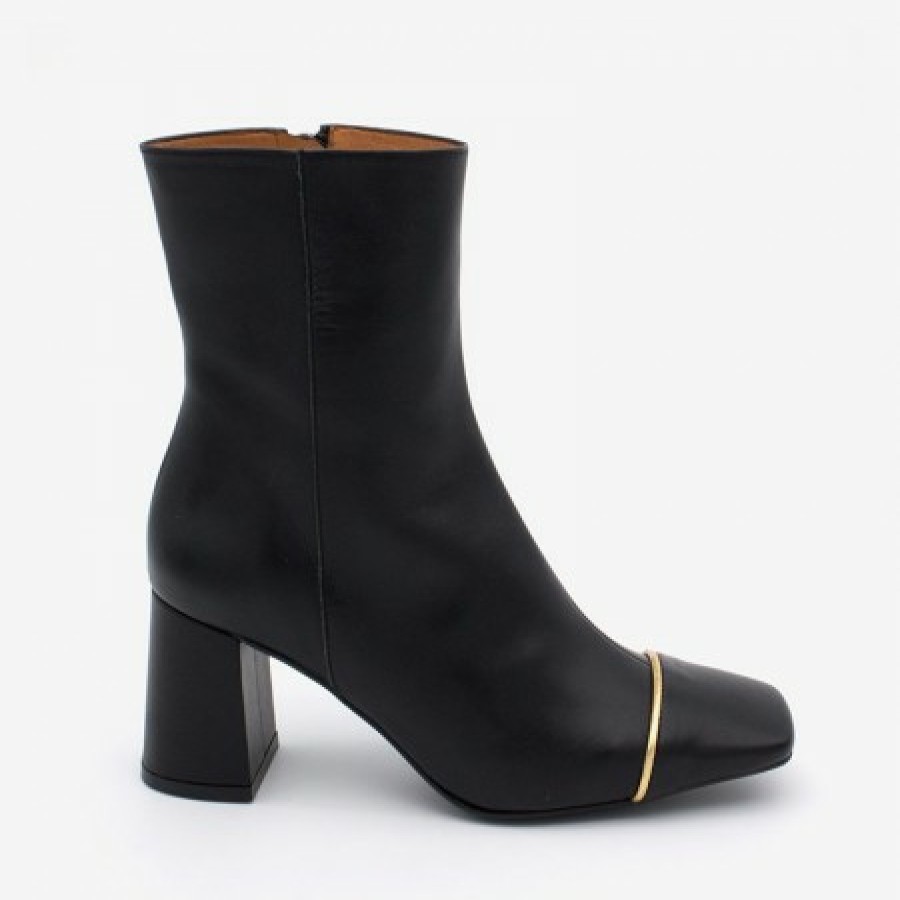 ANGEL ALARCON Lesley - Heeled Leather Booties With Square Toe & Zipper | Autumn - Winter - Aw