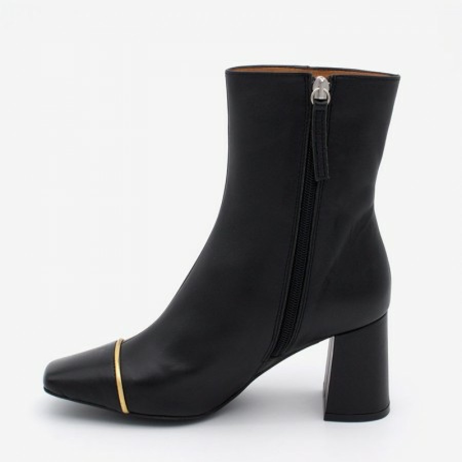 ANGEL ALARCON Lesley - Heeled Leather Booties With Square Toe & Zipper | Autumn - Winter - Aw
