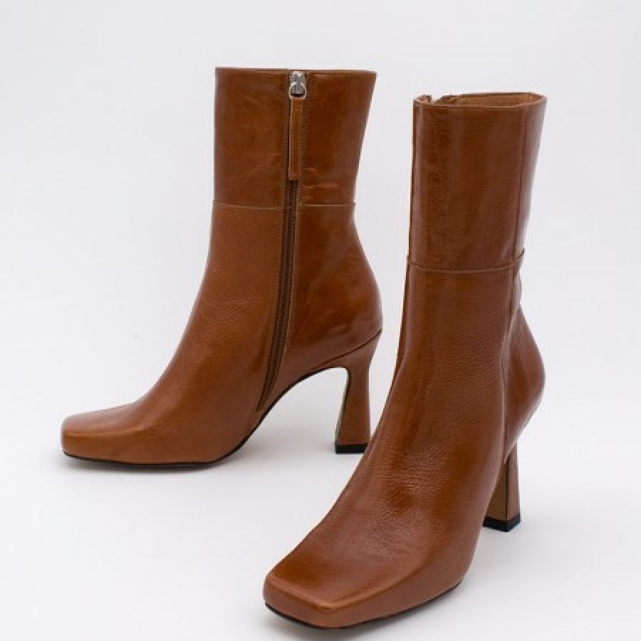 ANGEL ALARCON Selena - Shiny Leather Ankle Boots With Zipper | Autumn - Winter - Aw