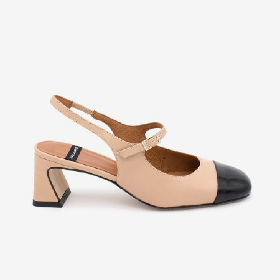 ANGEL ALARCON Dapun - Leather Heeled Sling Back Mary Jane With A Bicolor Toecap | Spring - Summer - Ss