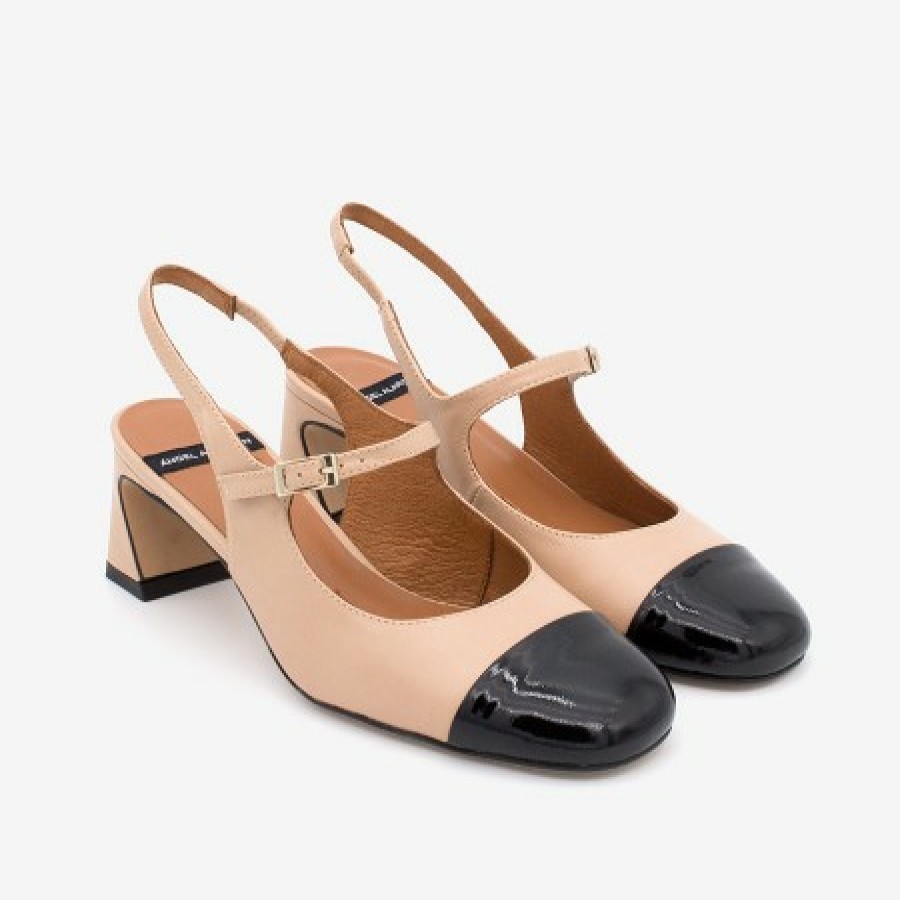 ANGEL ALARCON Dapun - Leather Heeled Sling Back Mary Jane With A Bicolor Toecap | Spring - Summer - Ss