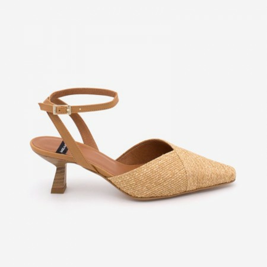 ANGEL ALARCON Wimar - Leather And Raffia Pointed-Toe Ankle Strap Pump | Spring - Summer - Ss