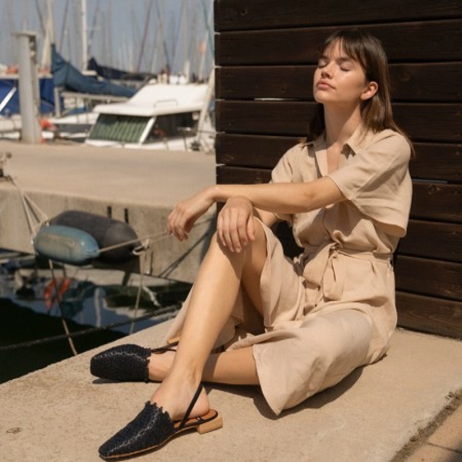 ANGEL ALARCON Liza - Raffia Slingback Flats | Last Units