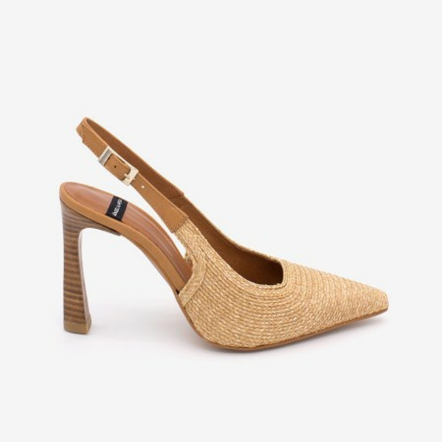 ANGEL ALARCON Letha - Raffia And Leather Sling Back Heeled Shoe | Spring - Summer - Ss