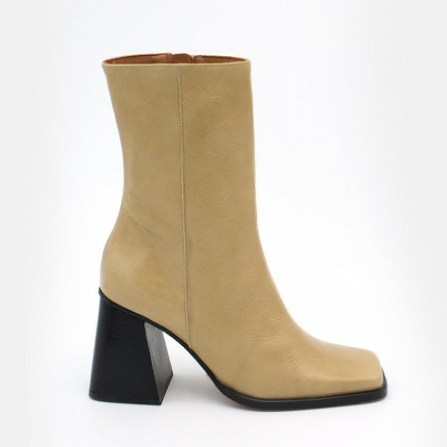 ANGEL ALARCON Oconnor - Shiny Leather Ankle Boots With Zipper & Block Heel | Boots And Booties
