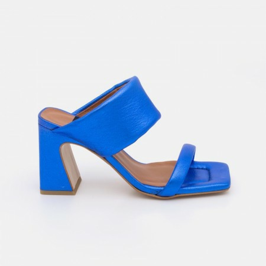 ANGEL ALARCON Parton - Metallized Leather Foamed Heeled Sandals | Last Units