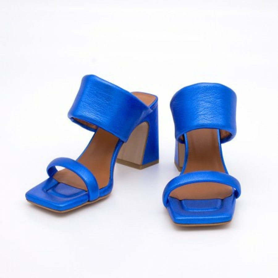 ANGEL ALARCON Parton - Metallized Leather Foamed Heeled Sandals | Last Units