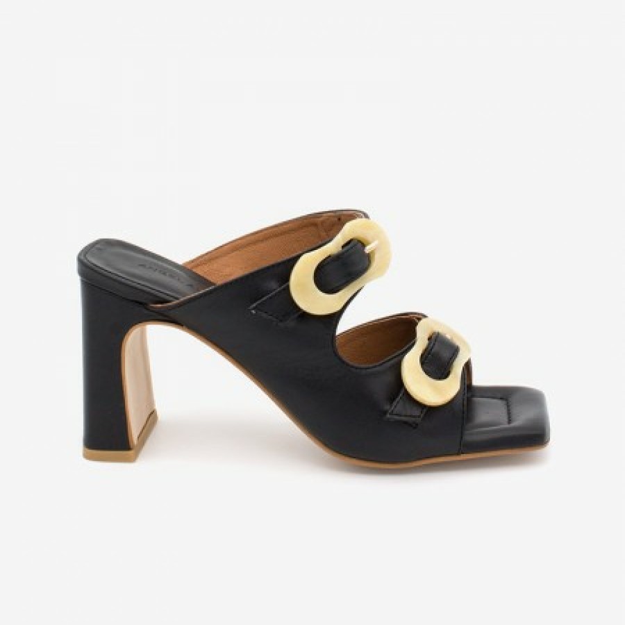 ANGEL ALARCON Palke - Leather Sandal With Beige Carey Buckles And High Heels | Spring - Summer - Ss
