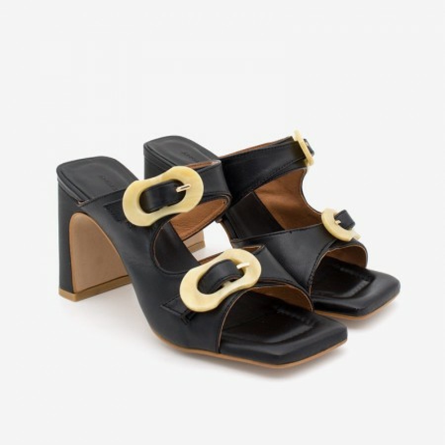 ANGEL ALARCON Palke - Leather Sandal With Beige Carey Buckles And High Heels | Spring - Summer - Ss
