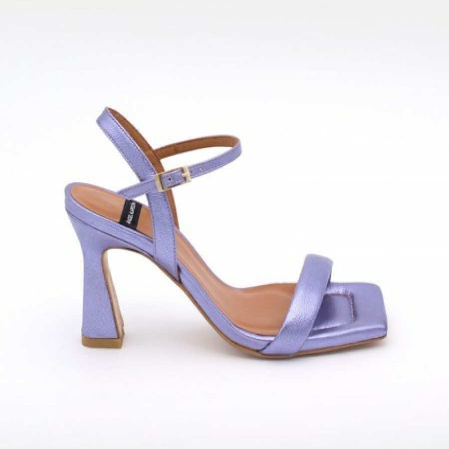 ANGEL ALARCON Carole - Heeled Women'S Metallized Leather Sandals | Spring - Summer - Ss