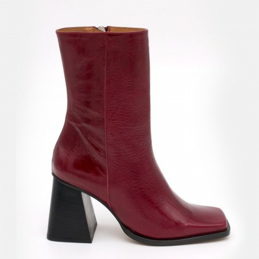 ANGEL ALARCON Oconnor - Shiny Leather Ankle Boots With Zipper & Block Heel | Autumn - Winter - Aw