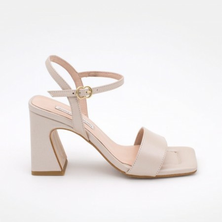 ANGEL ALARCON New Megan - Pearl Leather Sandals With Wide High Heel | Wedding Shoes