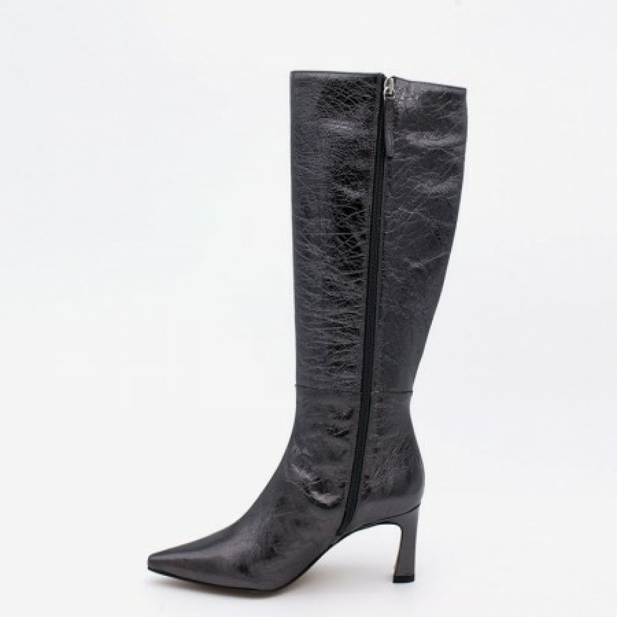 ANGEL ALARCON Deka Line - Metallic Lather Women'S Heeled Pointed Toe Boots | Autumn - Winter - Aw