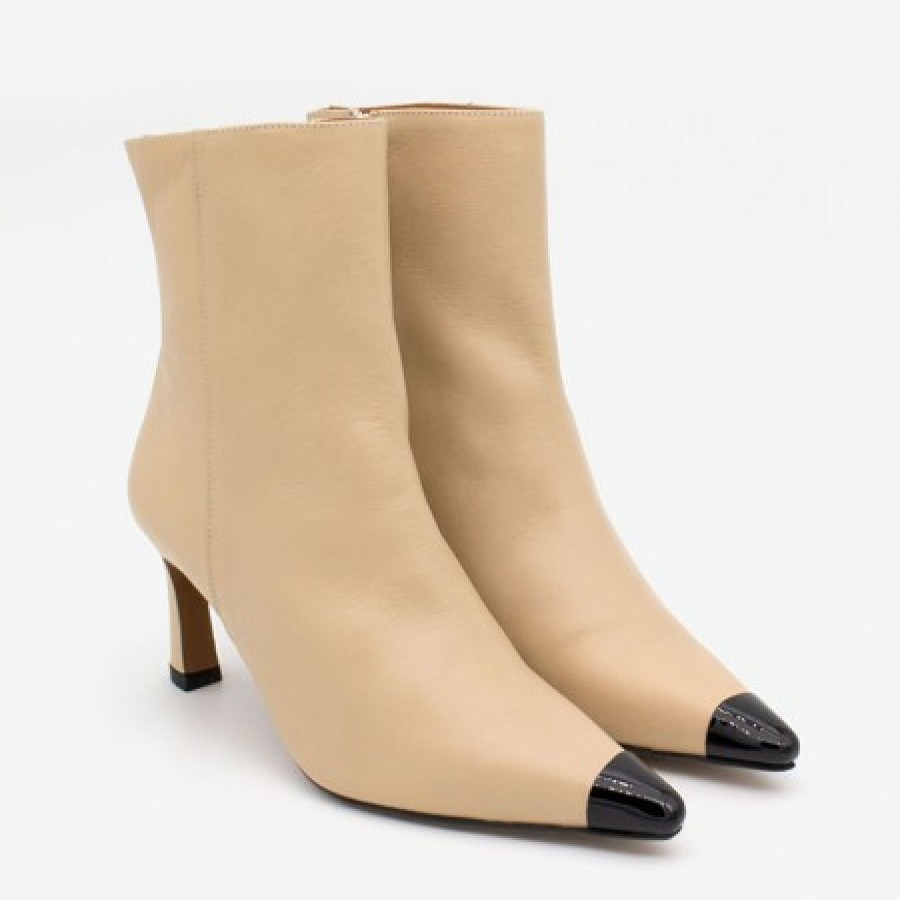 ANGEL ALARCON Portia Low - Leather Women'S Ankle Boots With Medium Heel And Bicolor Pointed Toe | Autumn - Winter - Aw