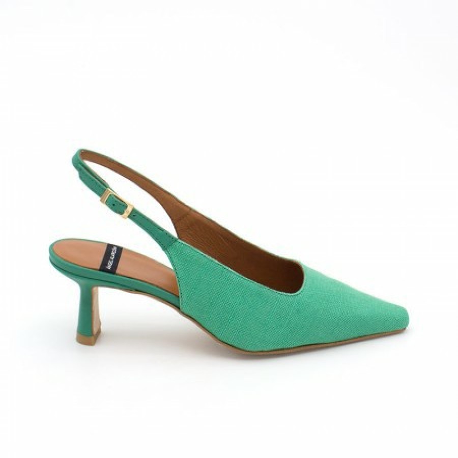 ANGEL ALARCON Yakida - Comfortable Leather & Textile Heeled Shoes | Heeled Shoes
