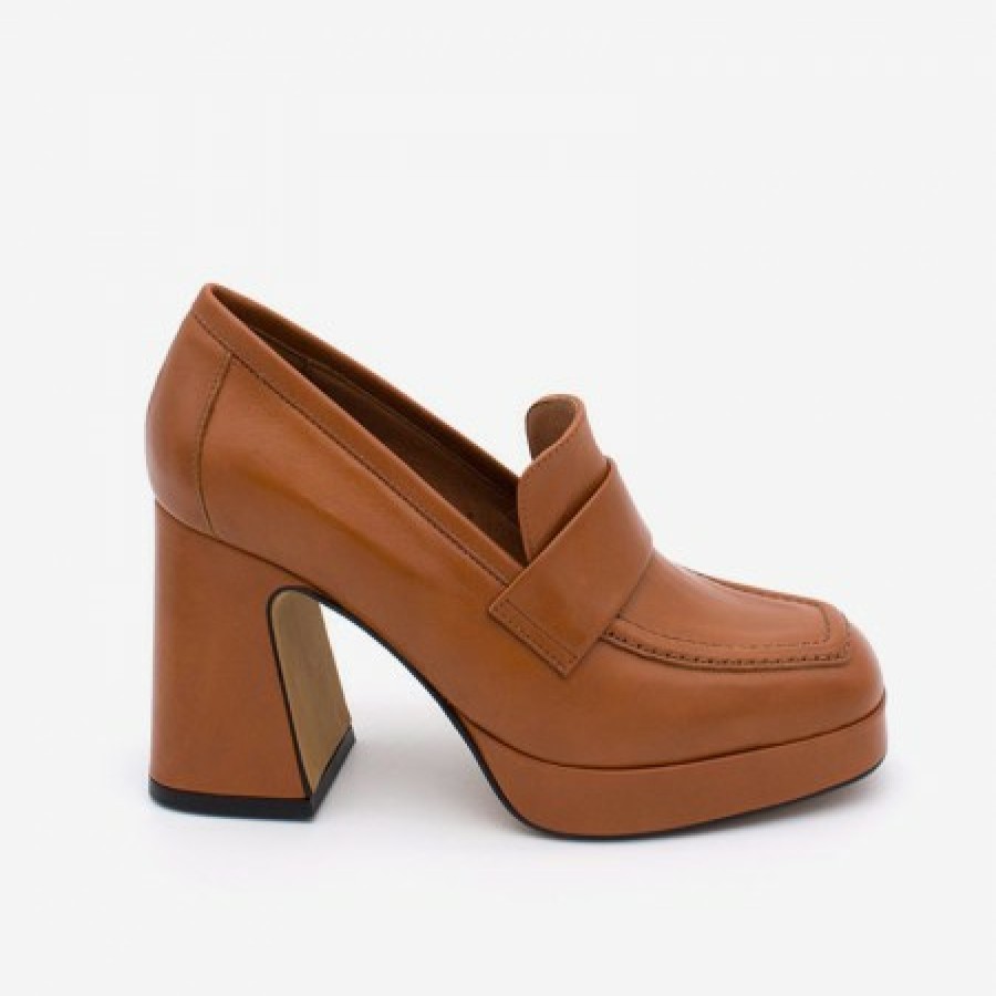 ANGEL ALARCON Pinay - Leather Women'S Moccasin With Block Heel And Platform | Autumn - Winter - Aw