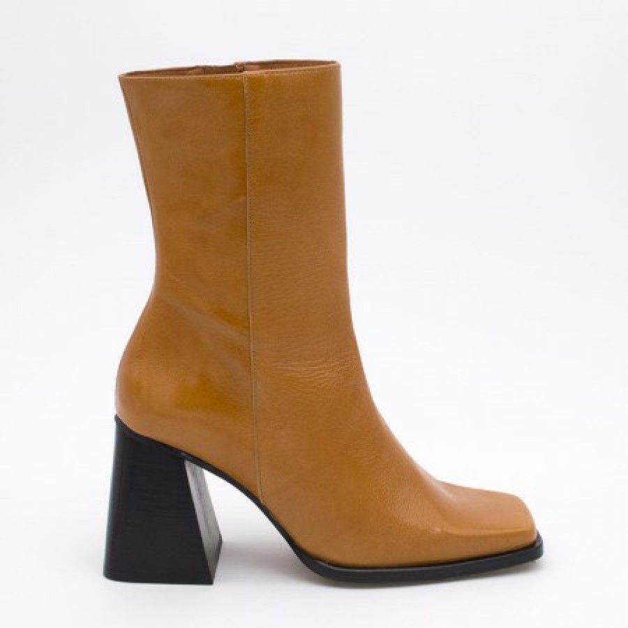 ANGEL ALARCON Oconnor - Shiny Leather Ankle Boots With Zipper & Block Heel | Autumn - Winter - Aw