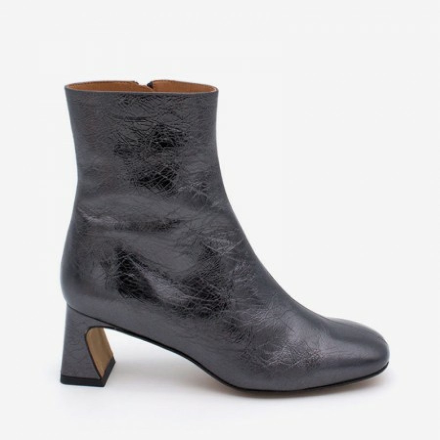 ANGEL ALARCON Parsons - Women'S Metallized Leather Booties With Comfortable Low Heels | Autumn - Winter - Aw