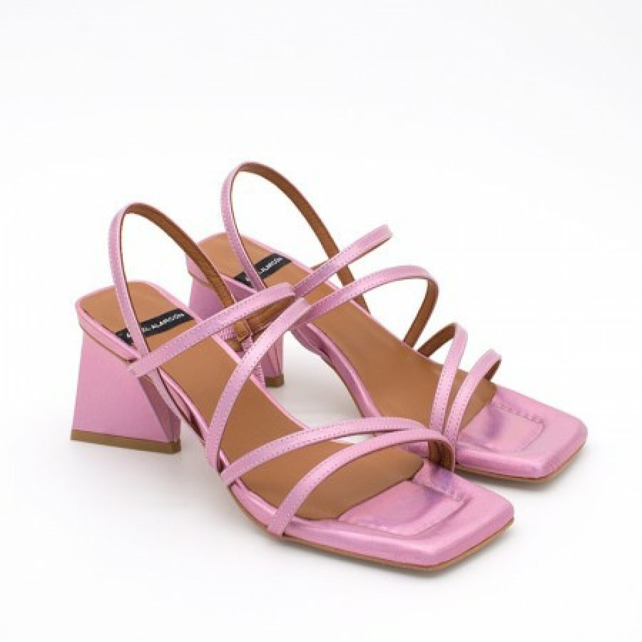 ANGEL ALARCON Guillian - Iridiscence Leather Strappy Sandal With Triangular Heel Design. | Spring - Summer - Ss