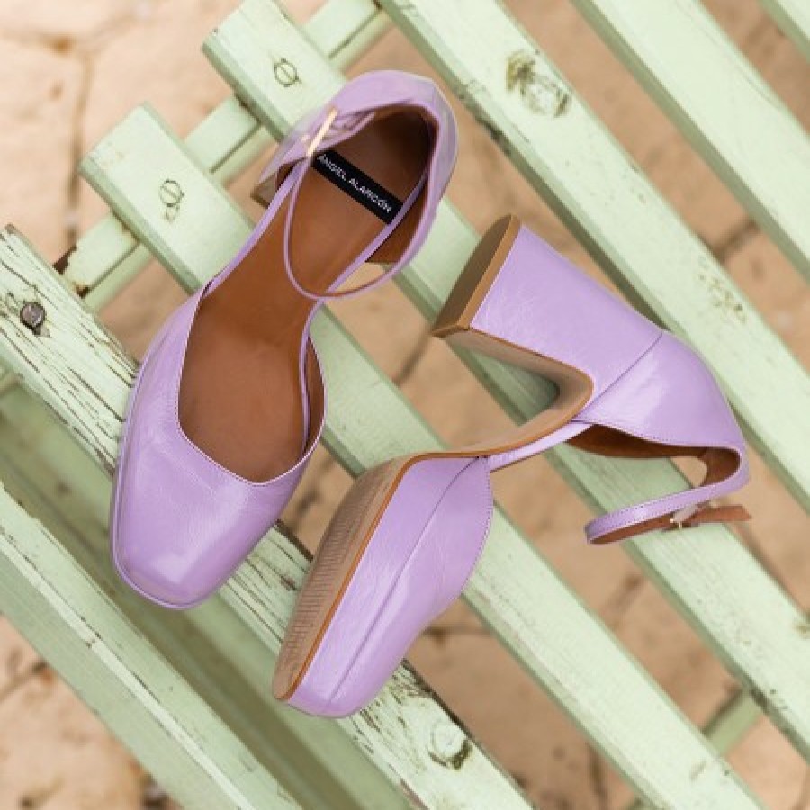 ANGEL ALARCON Safra - Shiny Leather Ankle Strap D'Orsay With Block Heel And Platform | Spring - Summer - Ss