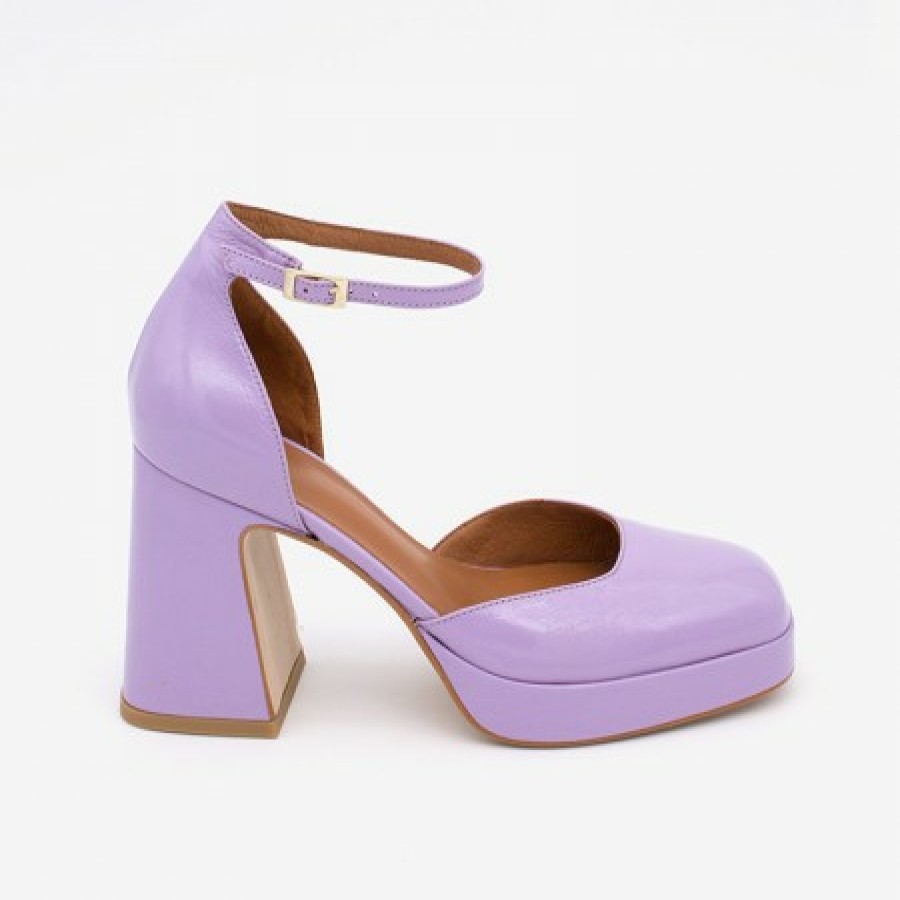 ANGEL ALARCON Safra - Shiny Leather Ankle Strap D'Orsay With Block Heel And Platform | Spring - Summer - Ss