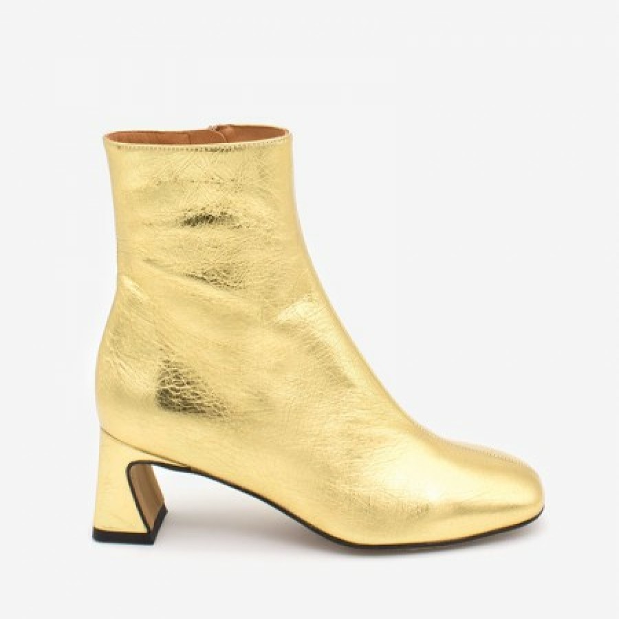 ANGEL ALARCON Parsons - Women'S Metallized Leather Booties With Comfortable Low Heels | Autumn - Winter - Aw