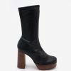 ANGEL ALARCON Anderson - Women'S Leather Ankle Boots With Wood High Heel & Platform | Autumn - Winter - Aw