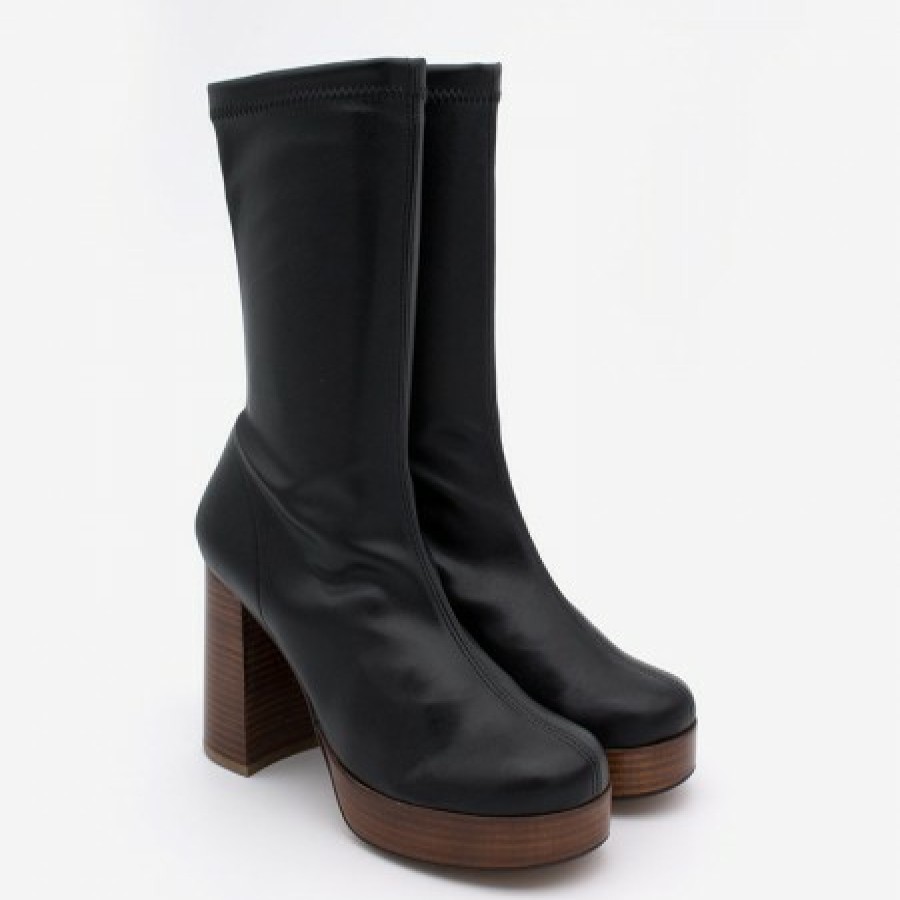 ANGEL ALARCON Anderson - Women'S Leather Ankle Boots With Wood High Heel & Platform | Autumn - Winter - Aw
