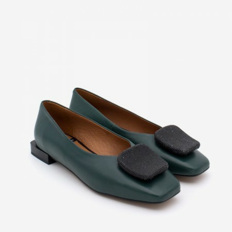 ANGEL ALARCON Haspe - Women'S Square-Toed Flat With Jewel Embellishment | Autumn - Winter - Aw