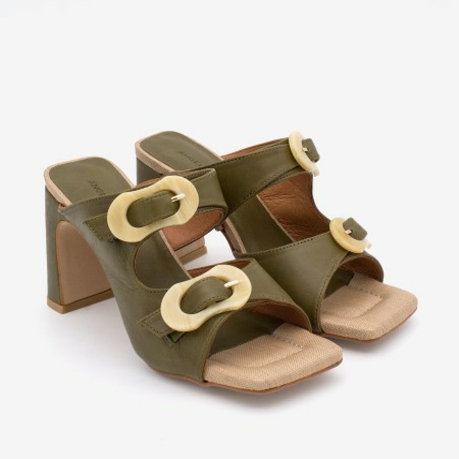 ANGEL ALARCON Palke - Leather Sandal With Beige Carey Buckles And High Heels | Spring - Summer - Ss
