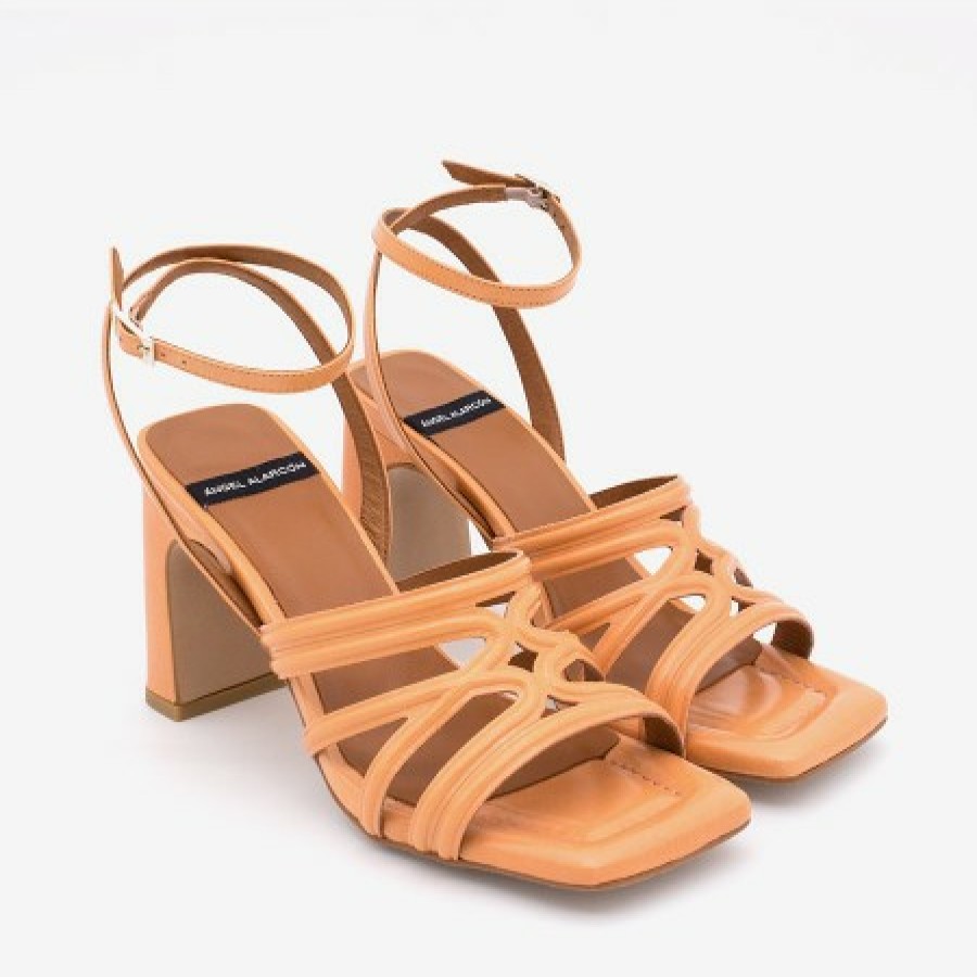 ANGEL ALARCON Panne - Shiny Leather Ankle Strap Heeled Sandals | Spring - Summer - Ss