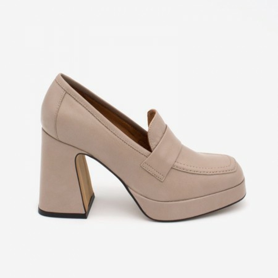 ANGEL ALARCON Pinay - Leather Women'S Moccasin With Block Heel And Platform | Autumn - Winter - Aw