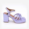 ANGEL ALARCON Estefan - Metallized Leather Padded Sandals With Block Heel & Platforms | Spring - Summer - Ss
