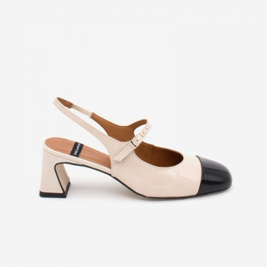 ANGEL ALARCON Dapun - Leather Heeled Sling Back Mary Jane With A Bicolor Toecap | Spring - Summer - Ss