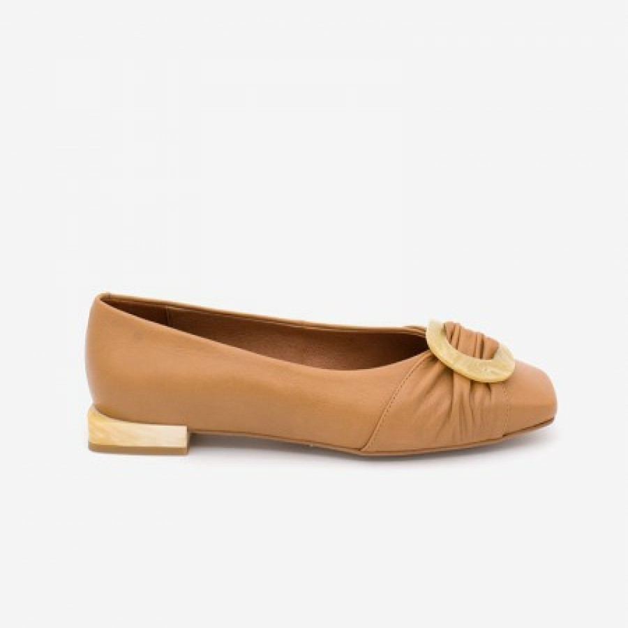 ANGEL ALARCON Ticora - Women'S Leather Flat With Beige Carey Trim And Heel | Spring - Summer - Ss
